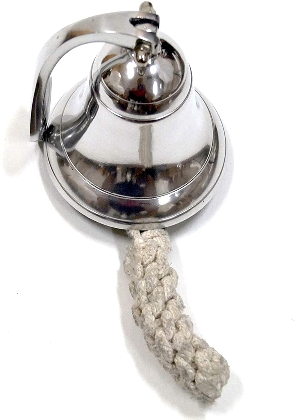 AL 1843R - Chrome Finish Aluminum Ship Bell with Rope, 4"