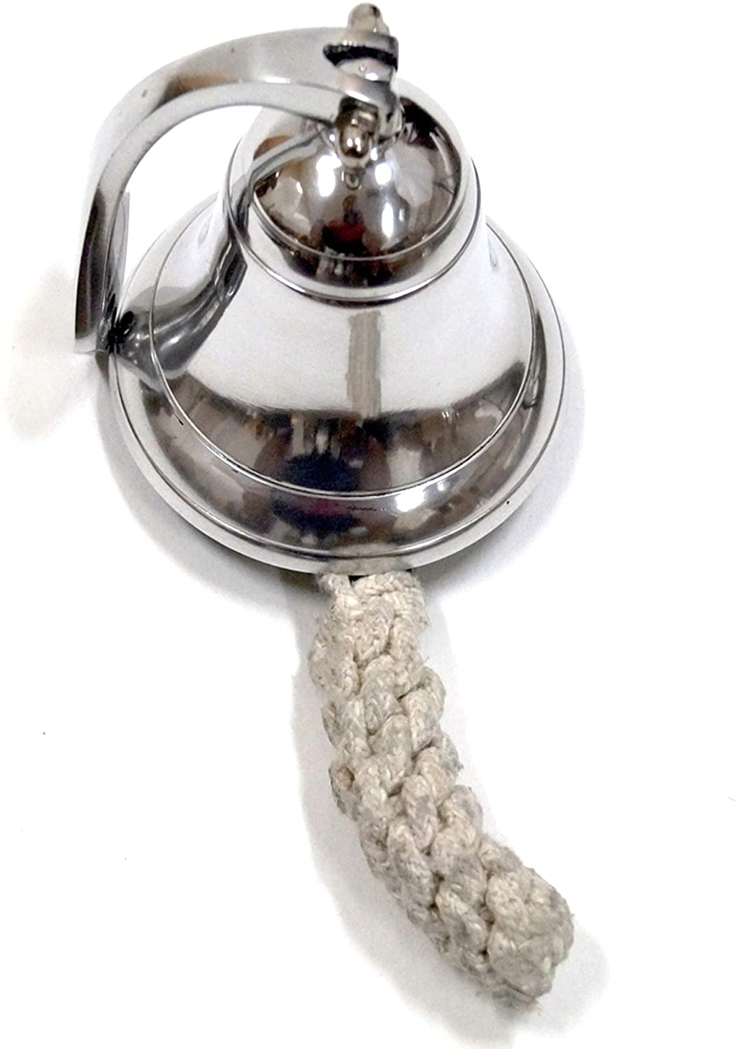 AL 1843R - Chrome Finish Aluminum Ship Bell with Rope, 4"