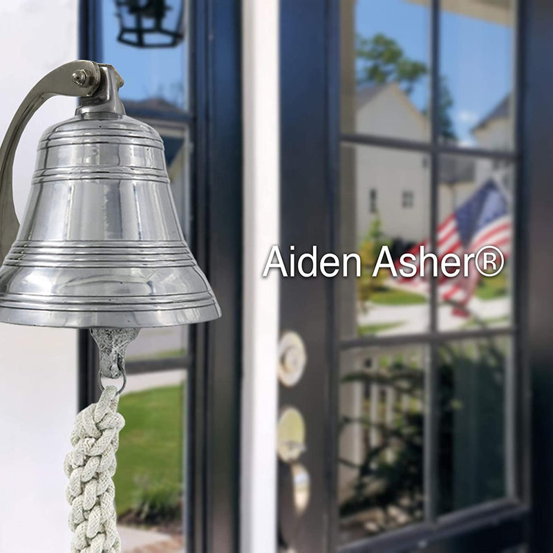 AL 18442 - Chrome Finish Aluminum Ribbed Ship Bell with Rope, 4"