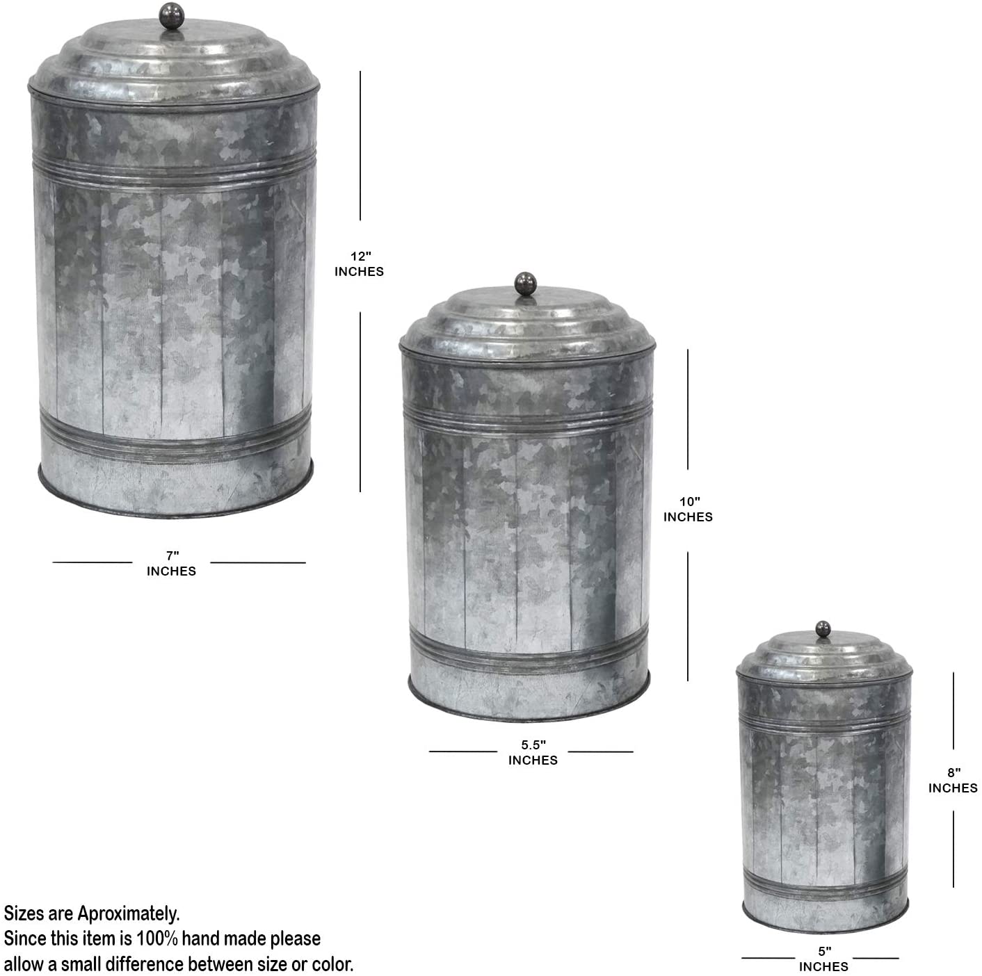 IR 23257 - Galvanized Canister Set of 3