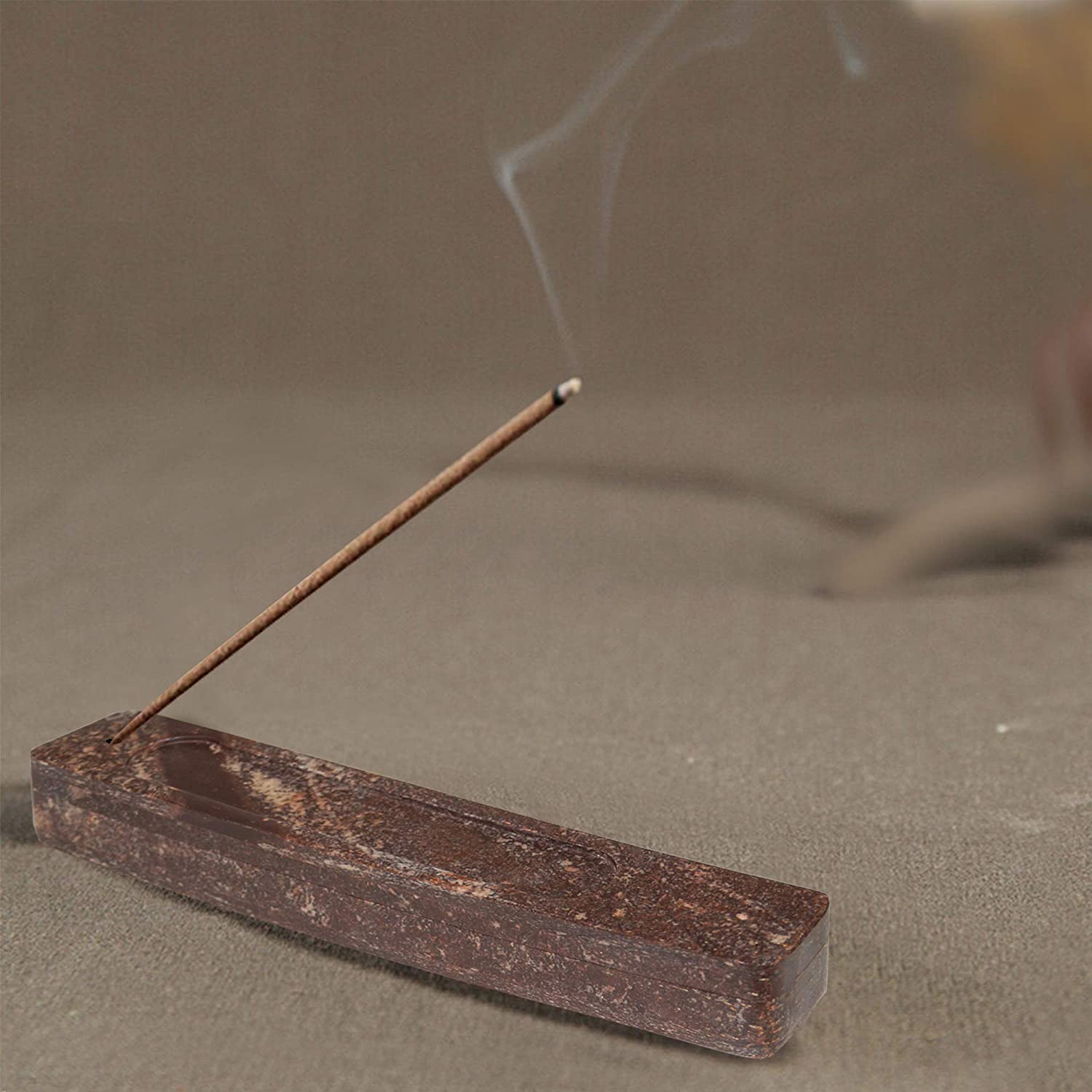 SS 1897 - Hand Carved Soapstone Incense Burner Box 10" Inches Storage Incense Holder