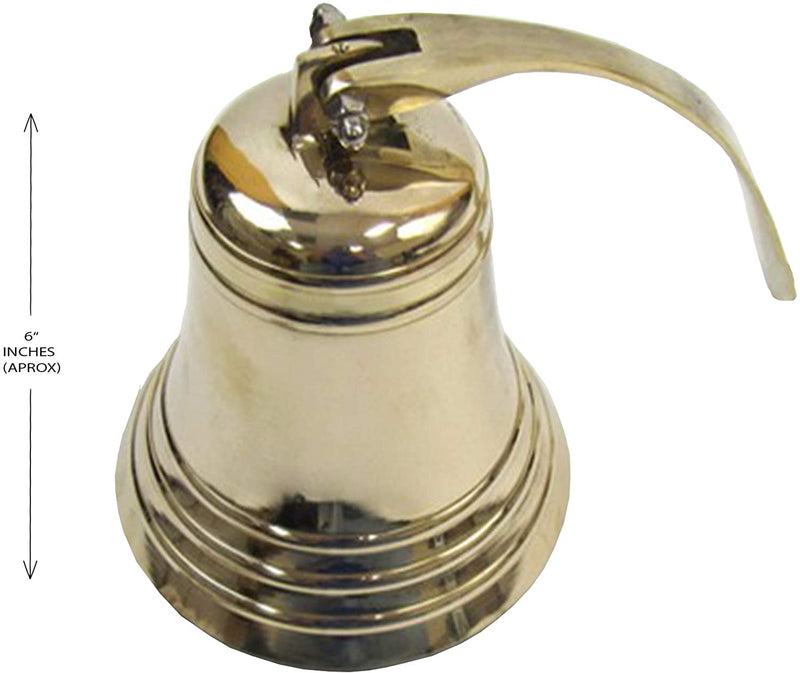 BR 18454 - Gold Finish Brass Ship Bell with Rope, 6"