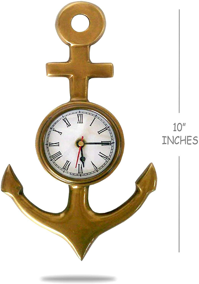 AL 48890 - Brass Anchor Wall Clock - Antique Finish