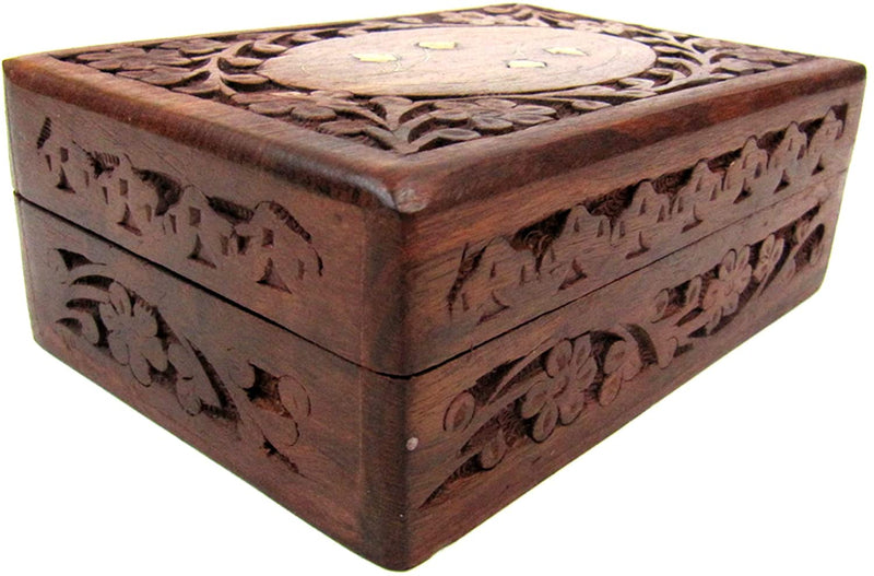 SH 103 - Carved Sheesham Wood Box Inlay Design