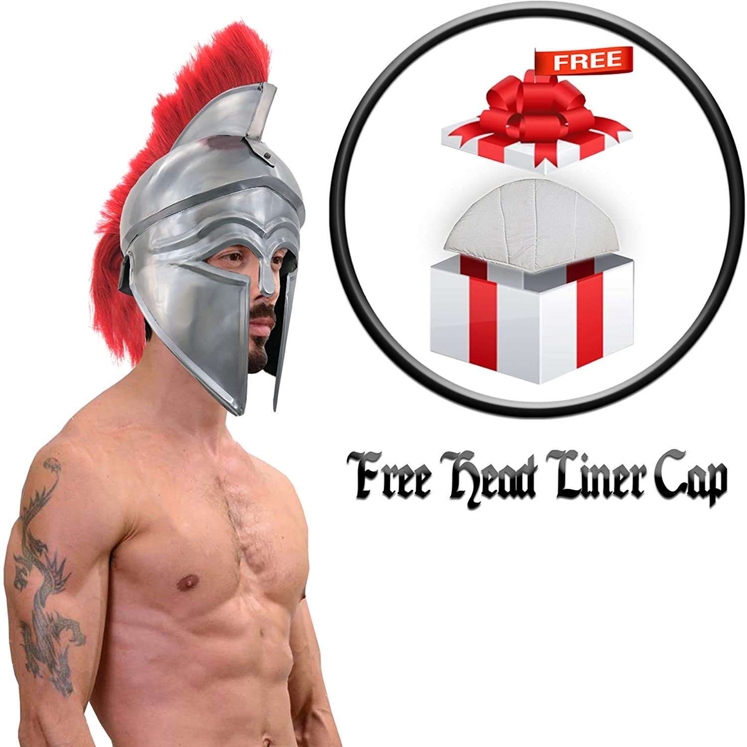 IR 80632A - Armor Helmet Corinthian With Red Plume