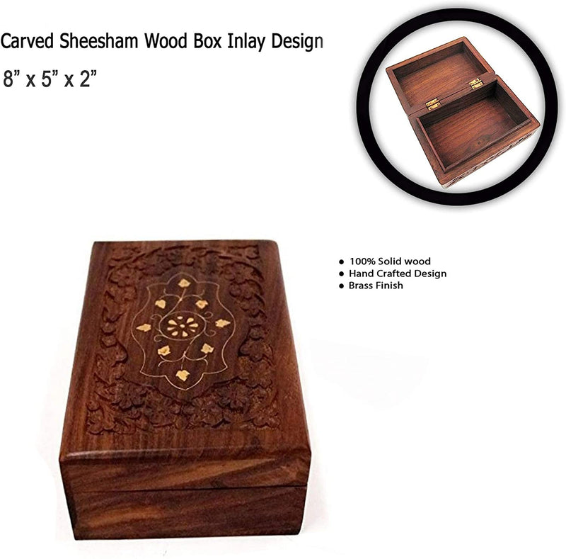 SH 1045 - Carved Wooden Box (Teak Wood)