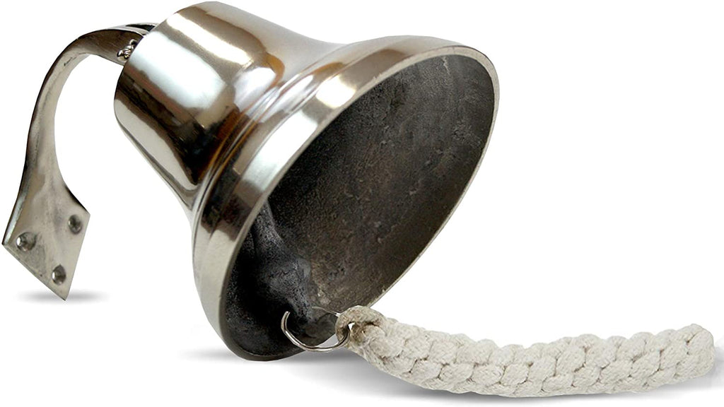 AL 18440 - Chrome Finish Aluminum Ship Bell with Rope, 5"