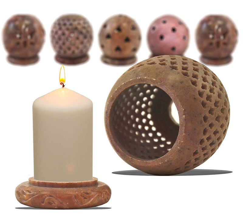 SS 22474 - Soapstone Candle ball - set of six pieces