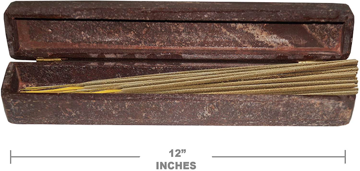 SS 1897 - Hand Carved Soapstone Incense Burner Box 10" Inches Storage Incense Holder