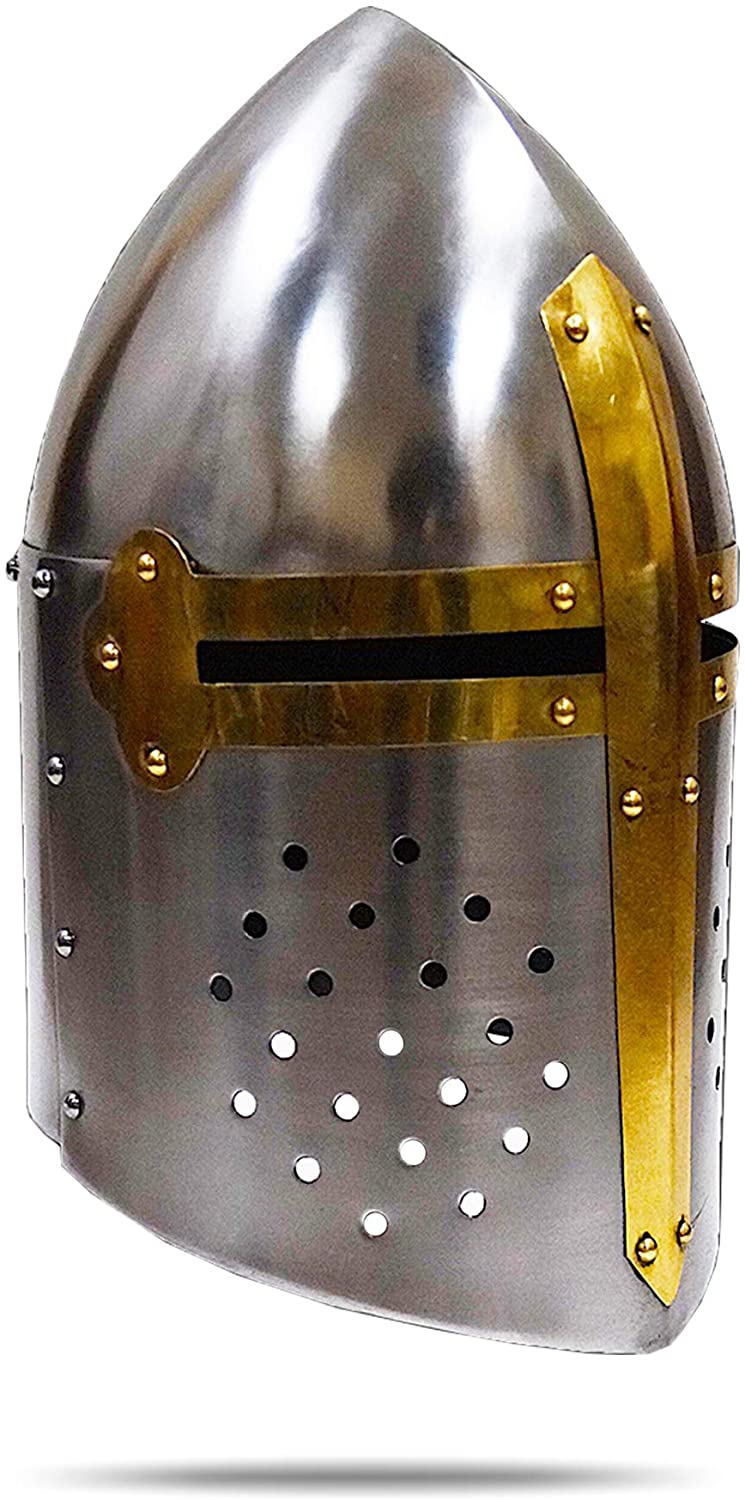 Elmo Medievale Sugarloaf In Acciaio – Grande Elmo Da Crociato – Taglia Unica – Collezione Armor Helmet