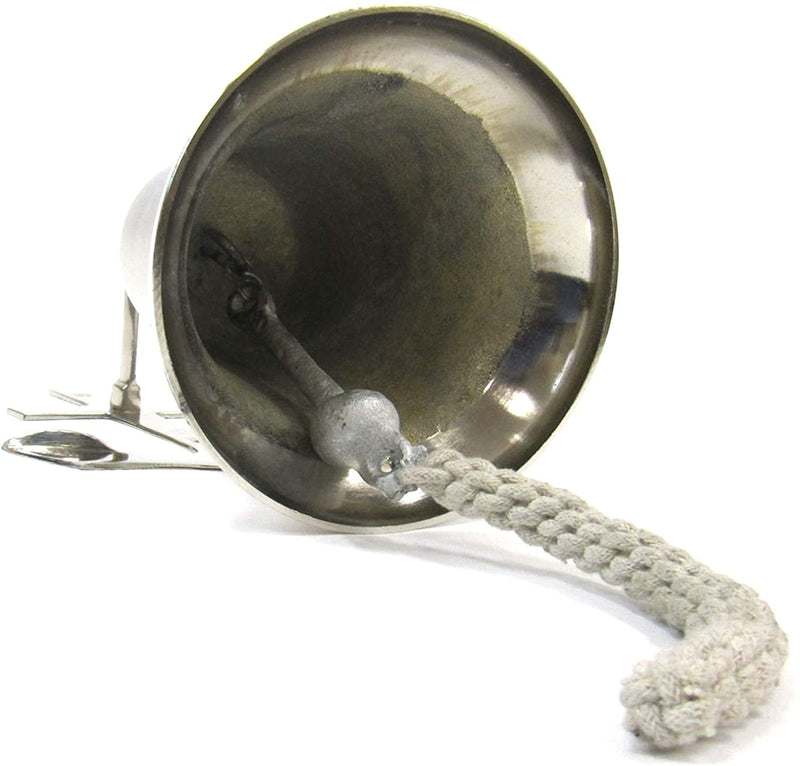 SP 1880 - Chrome Finish Brass Wall Anchor Ship Bell with Rope, 6.5"