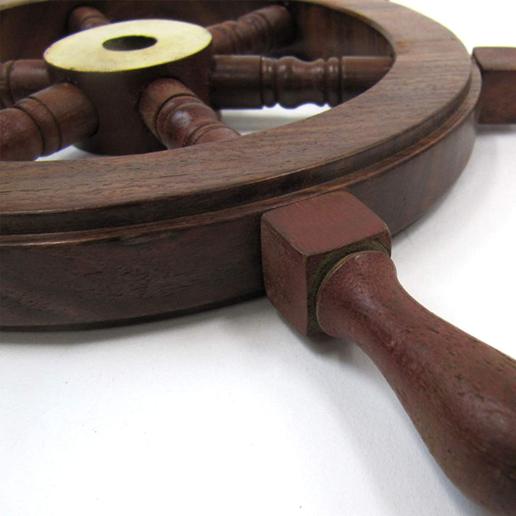 SH 8760A - Sheesham Mini Wood Ship Wheel, 12"