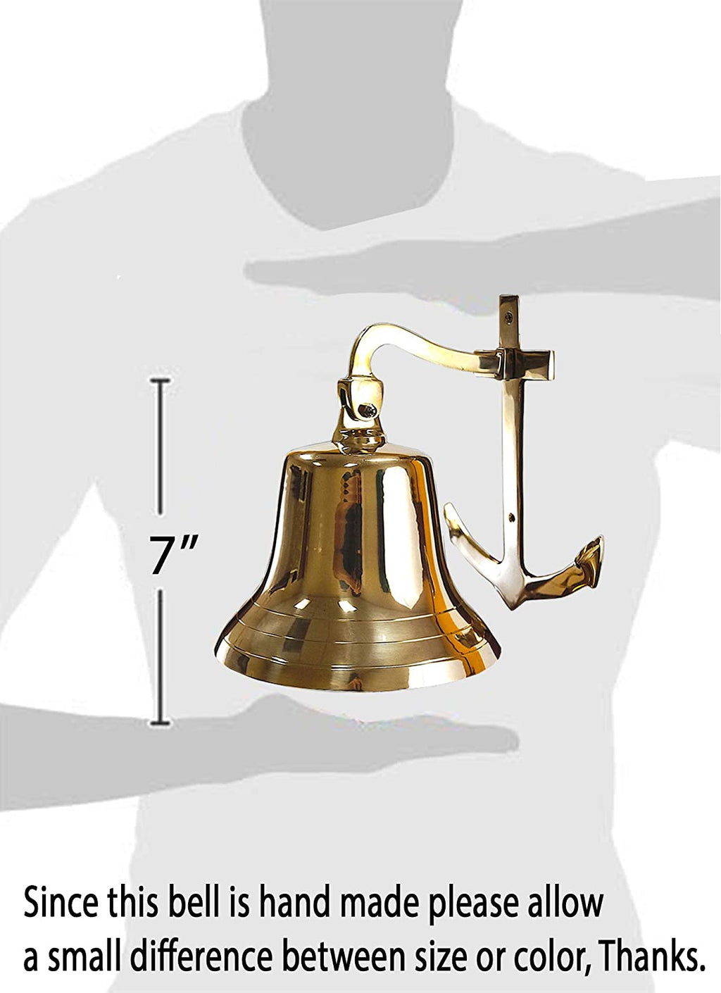 BR 1880 - Gold Finish Brass Wall Anchor Ship Bell with Rope, 6.5"
