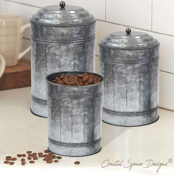 Galvanized Canister Set of 3