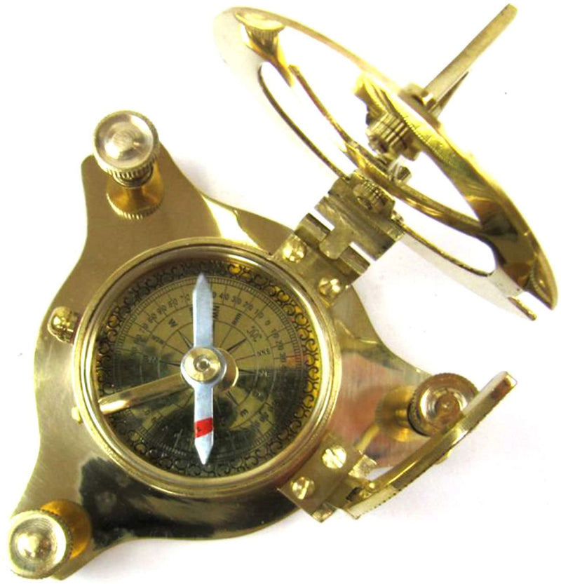 BR 48445A - Brass Sun Dial Compass w/ Box