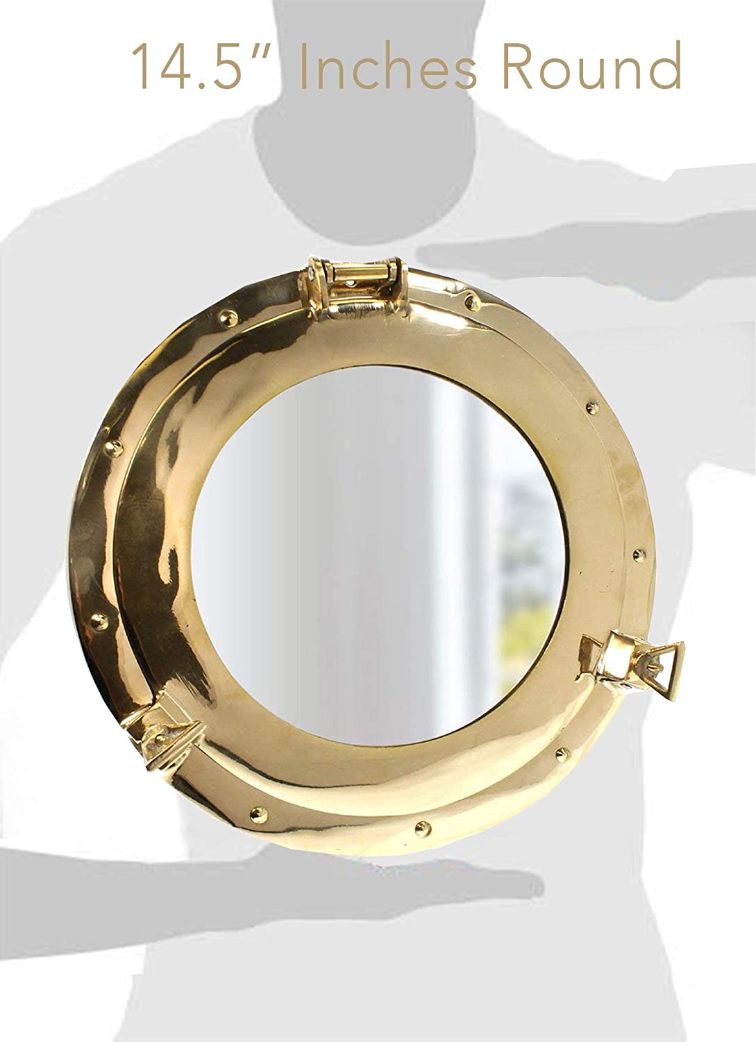 MR 4861 - Mirror Finish Brass Porthole with Mirror, 15"