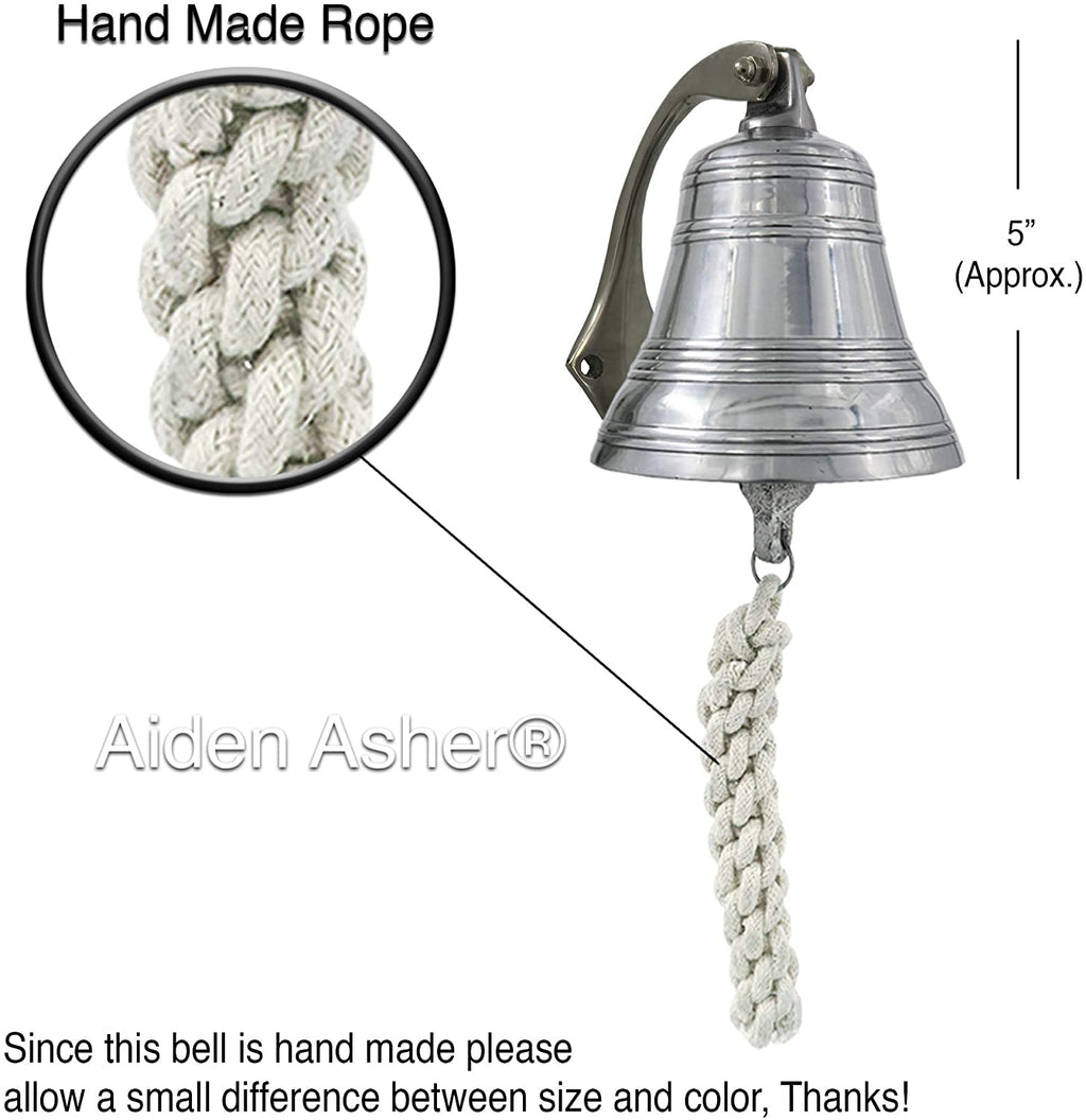AL 18442 - Chrome Finish Aluminum Ribbed Ship Bell with Rope, 4"