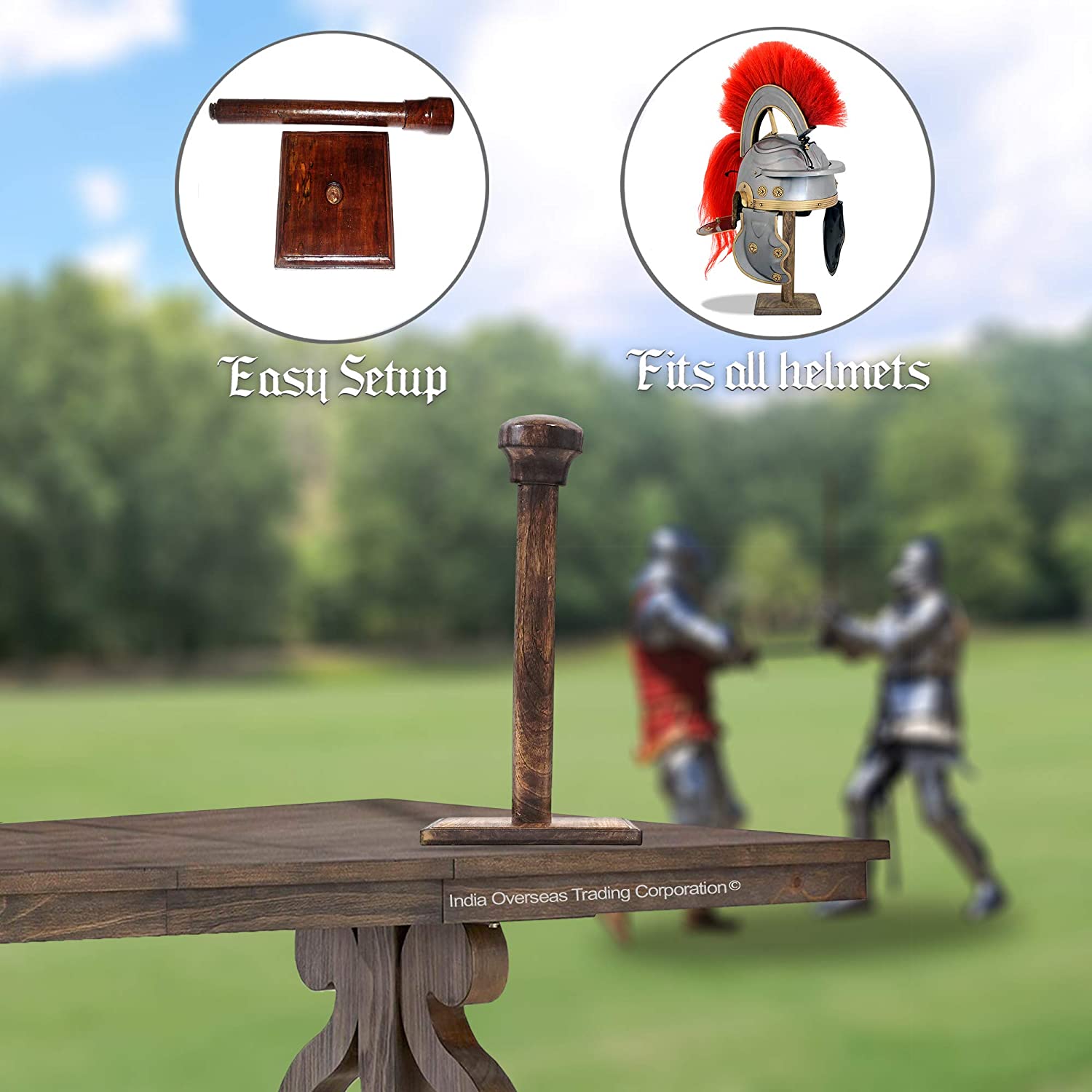 IR 8050 - Helmet Stand Wooden Assorted Color (Black / Brown) 18"