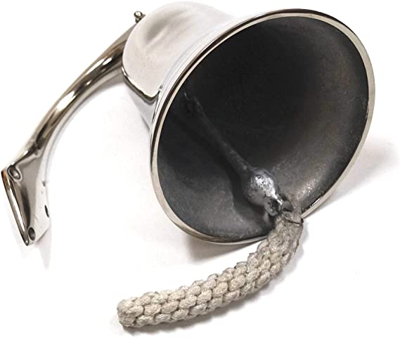 AL 1845 - Chrome Finish Aluminum Ship Bell with Chain, 7"