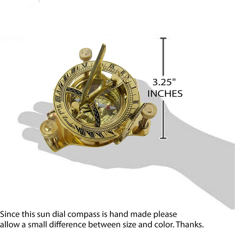 BR 48445A - Brass Sun Dial Compass w/ Box