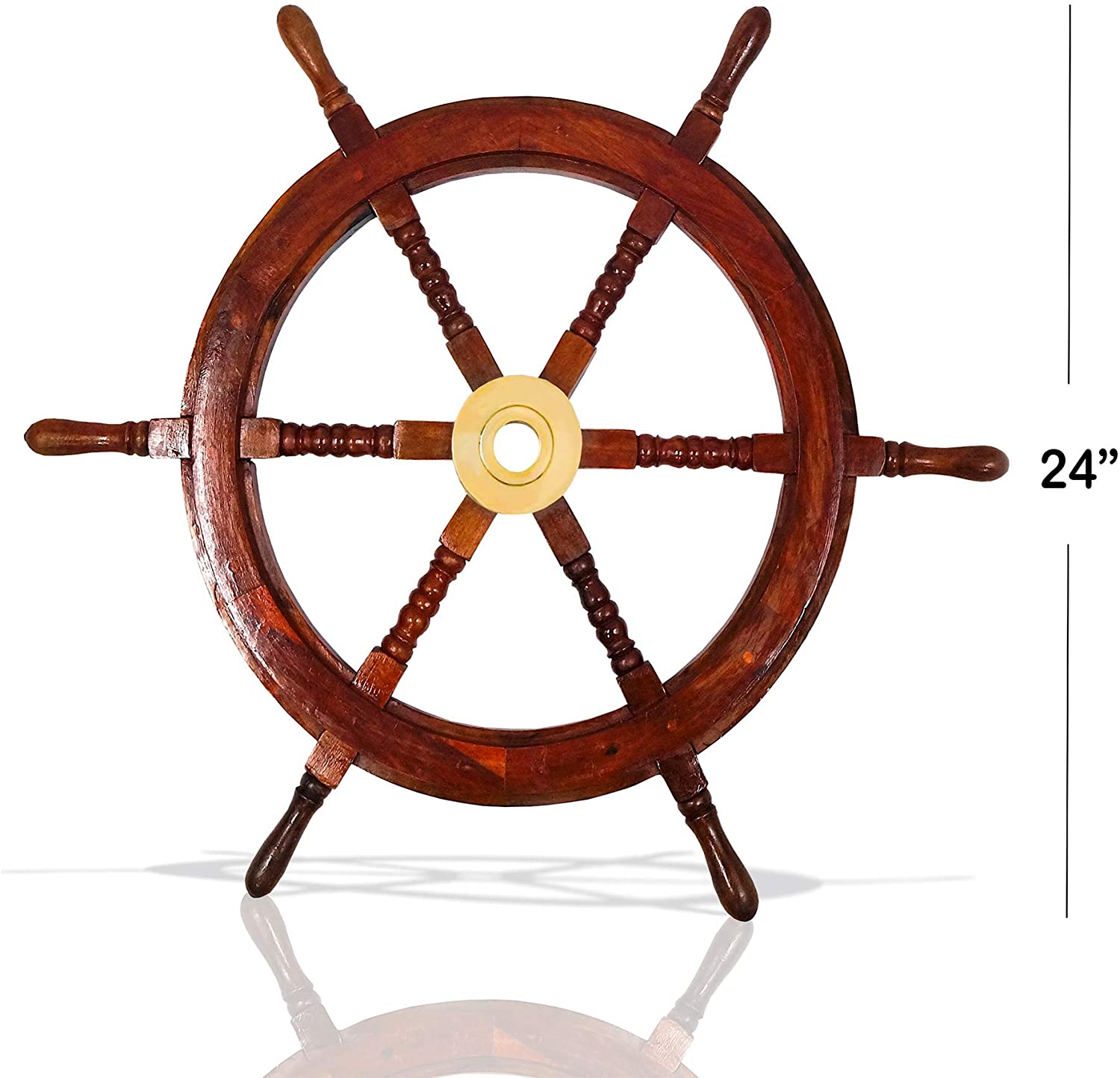 SH 87631 - Wooden Ship Wheel Brass Fitted, 30"