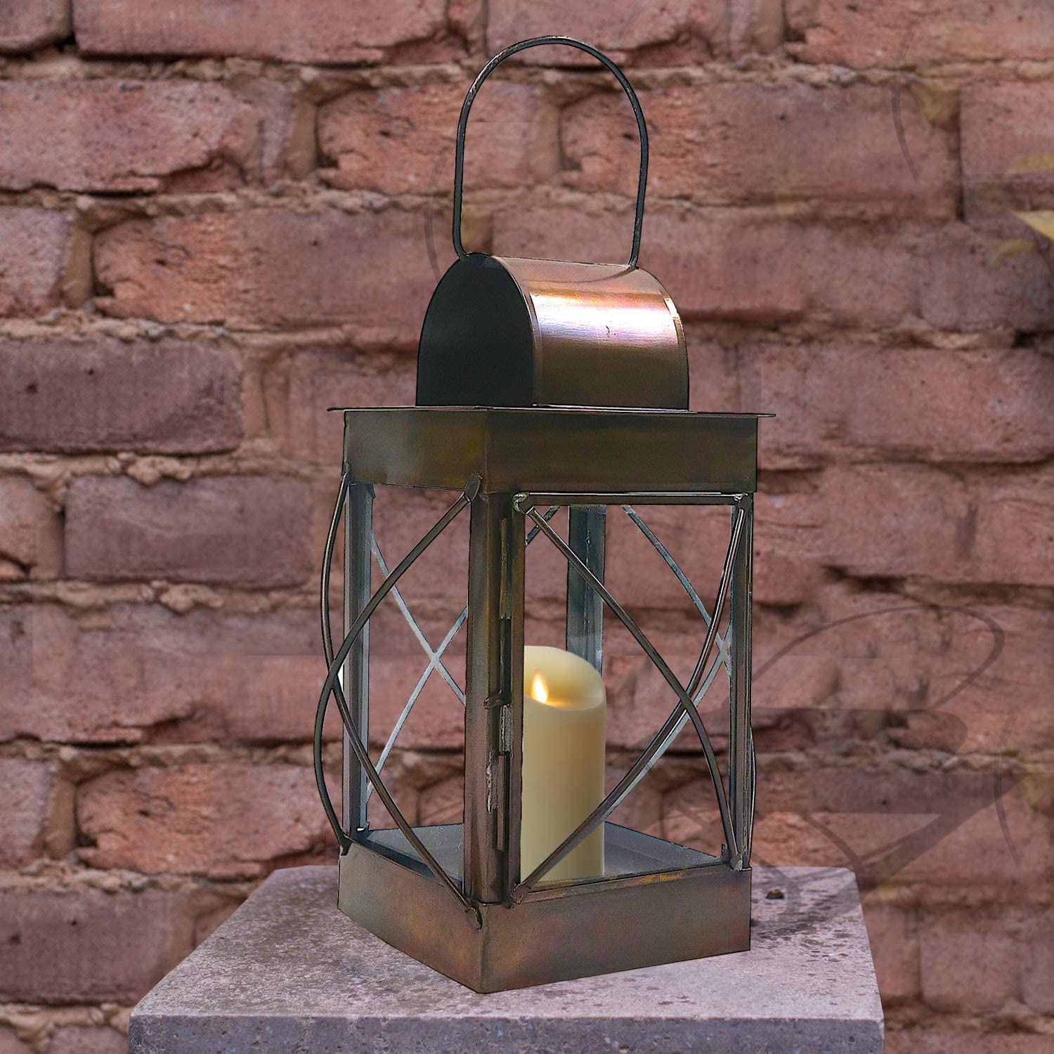 IR 1532 - Iron Candle Lantern, 4 Side Glass