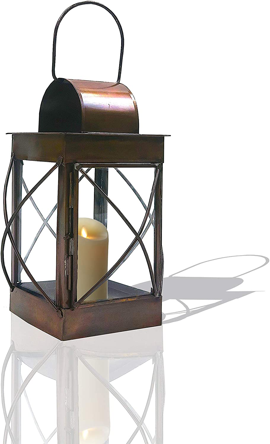 IR 1532 - Iron Candle Lantern, 4 Side Glass