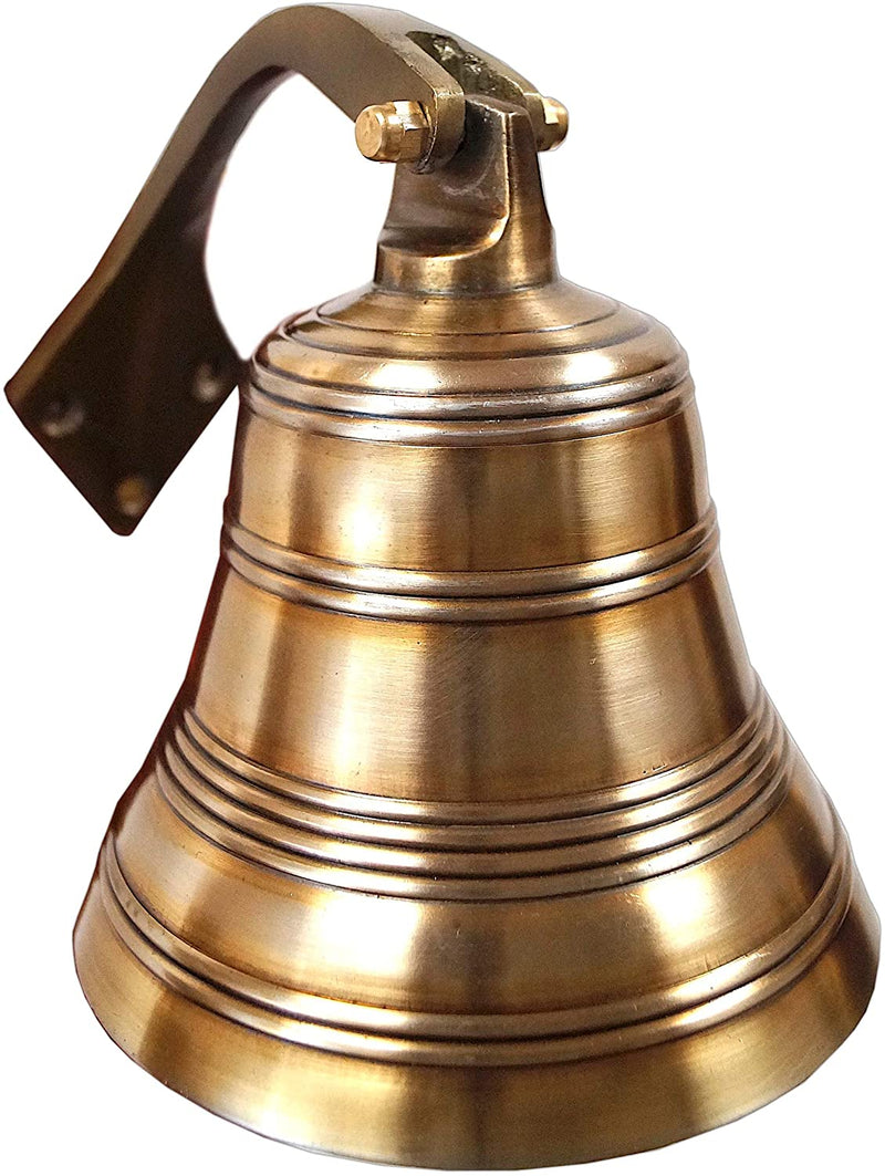 AL 18442B - Bronze Finish Aluminum Ribbed Ship Bell with Rope, 5.75"