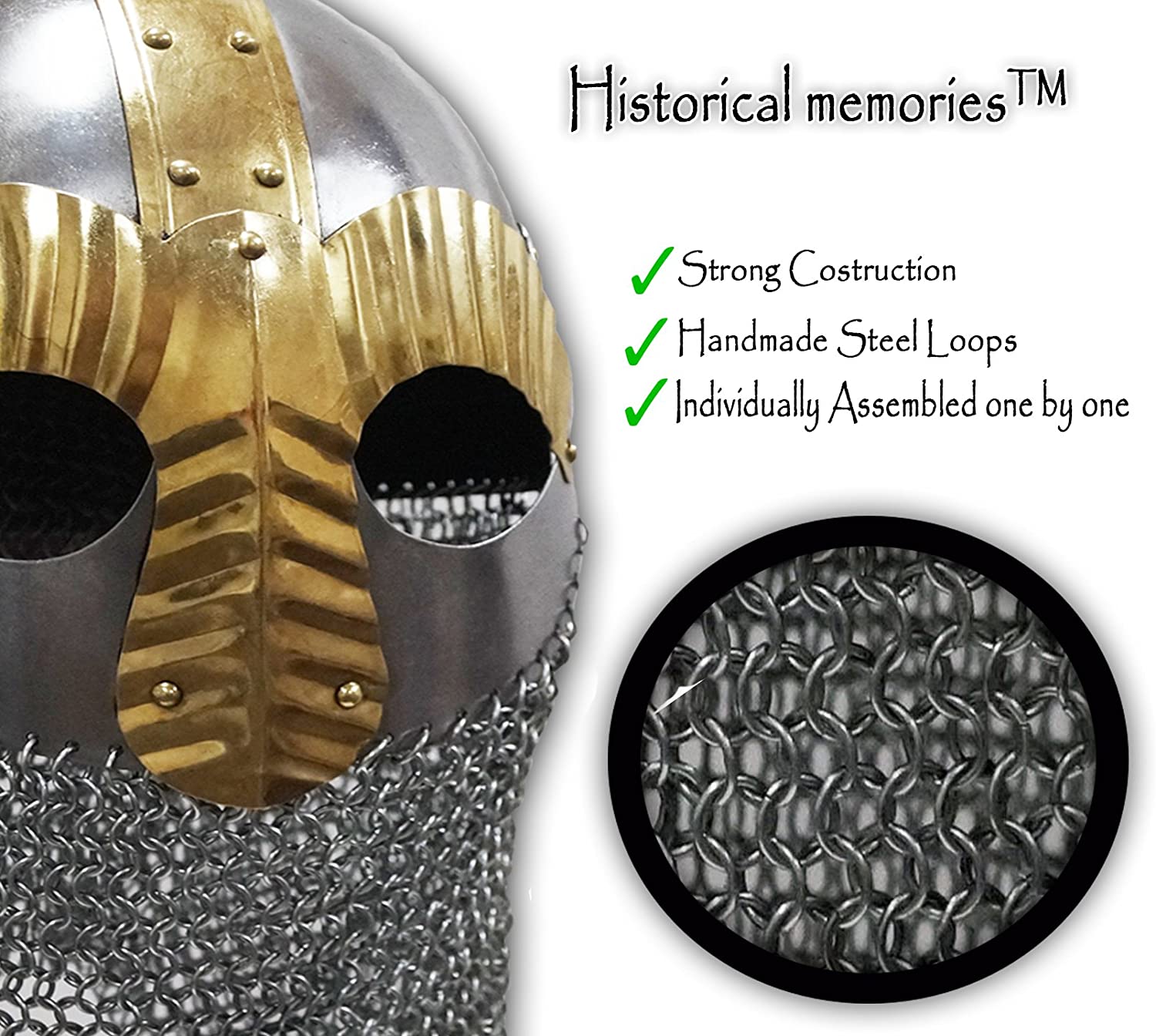 IR 80428B - Viking Chainmail Brass Helmet