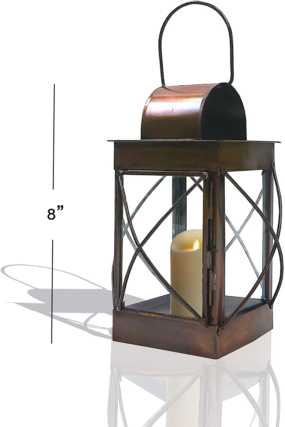 IR 1532 - Iron Candle Lantern, 4 Side Glass