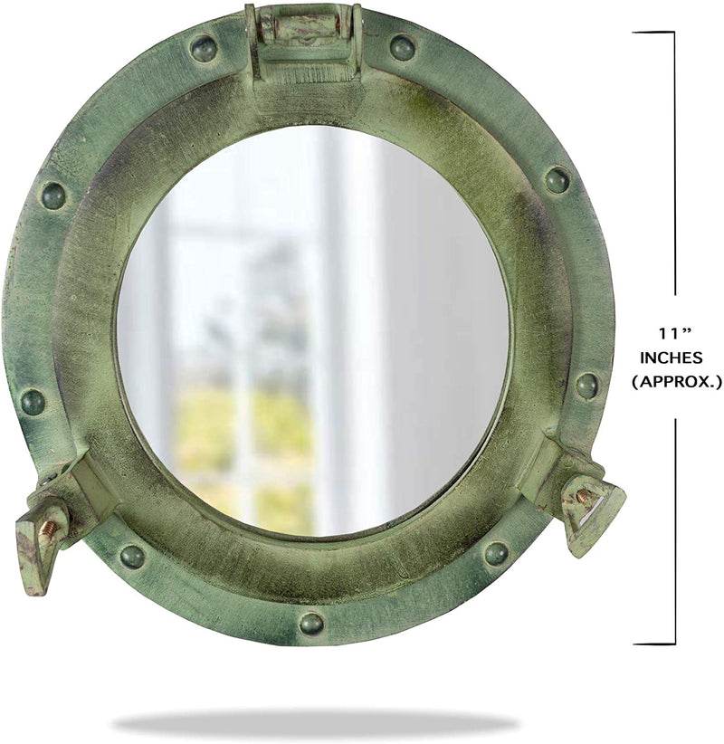 AL 4870DD - Green Aluminum Porthole with Mirror, 12"