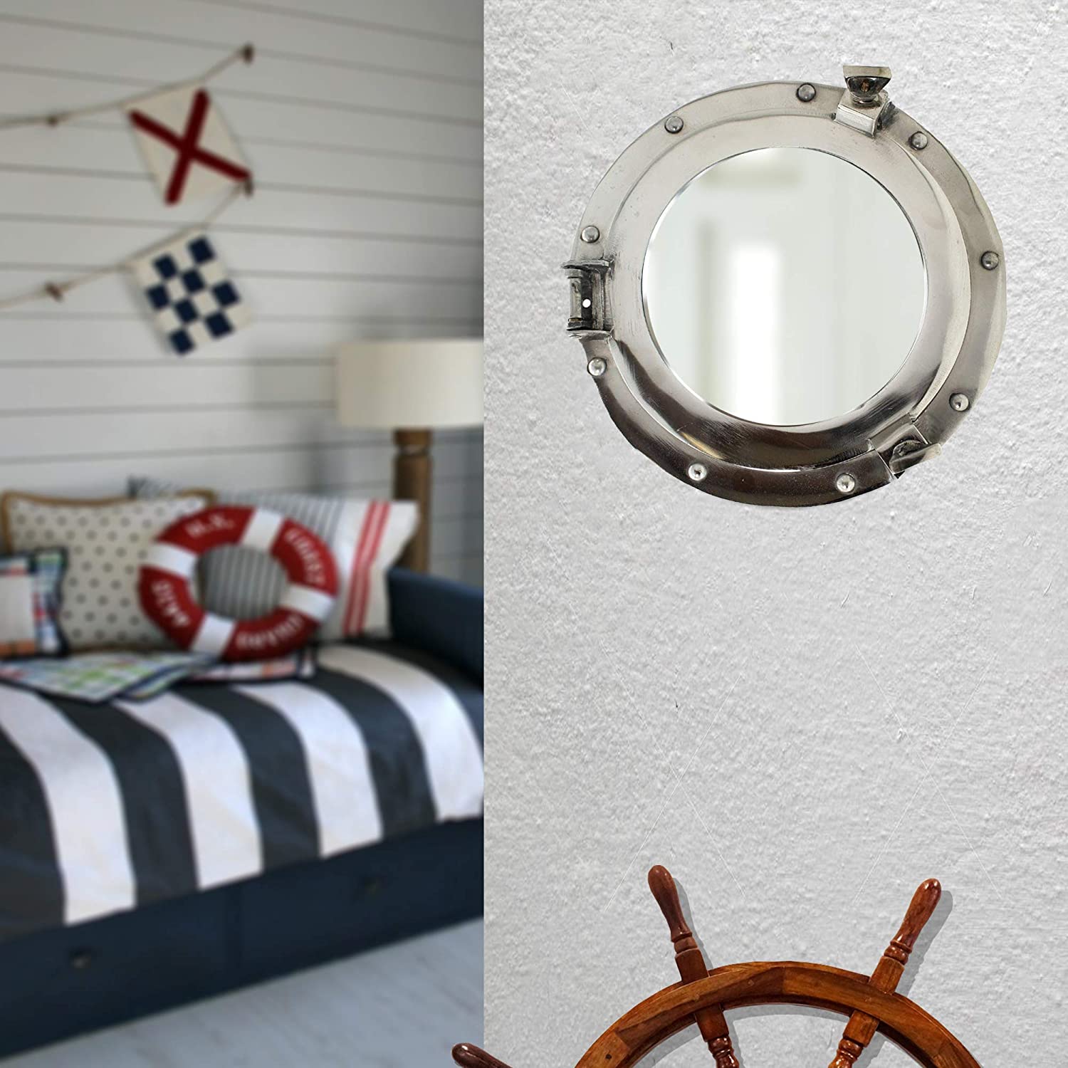 AL 4870S - Porthole Mirror Alum 11" Chrome Plated