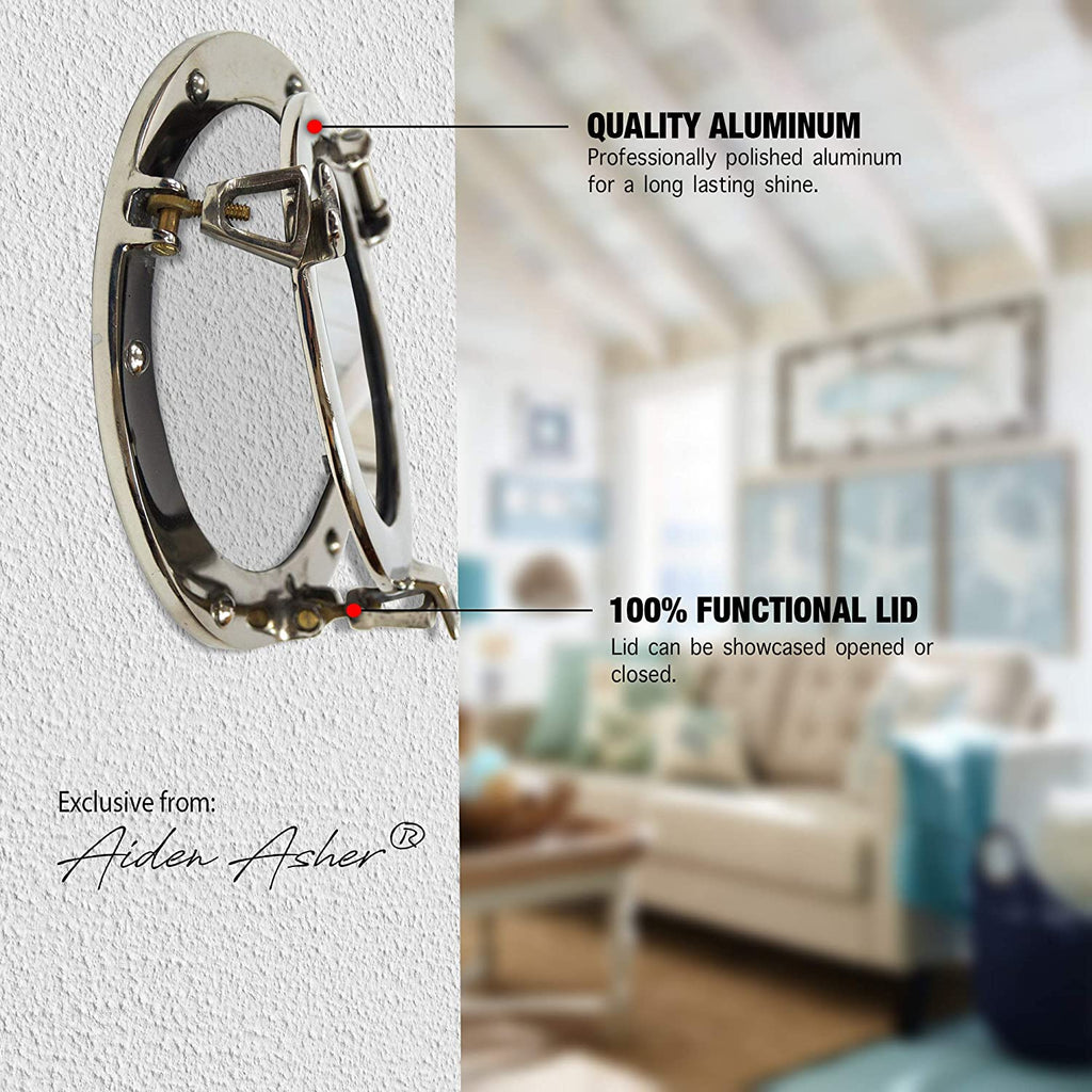 AL 48591M - Chrome Finish Aluminum Porthole with Mirror, 9"