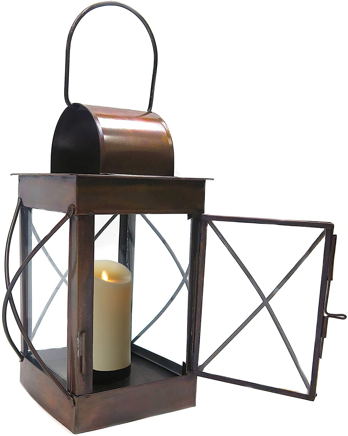 IR 1532 - Iron Candle Lantern, 4 Side Glass