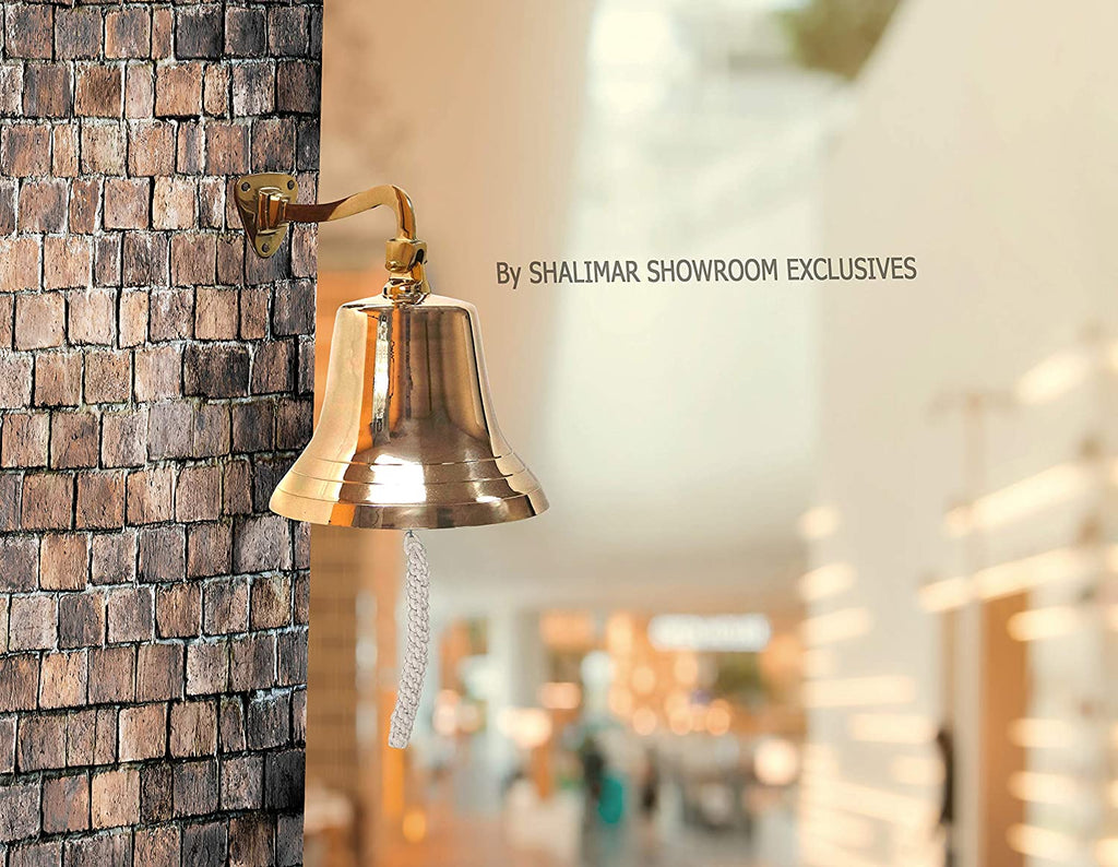 BR 18453 - Gold Finish Brass Ribbed Ship Bell with Rope, 8"