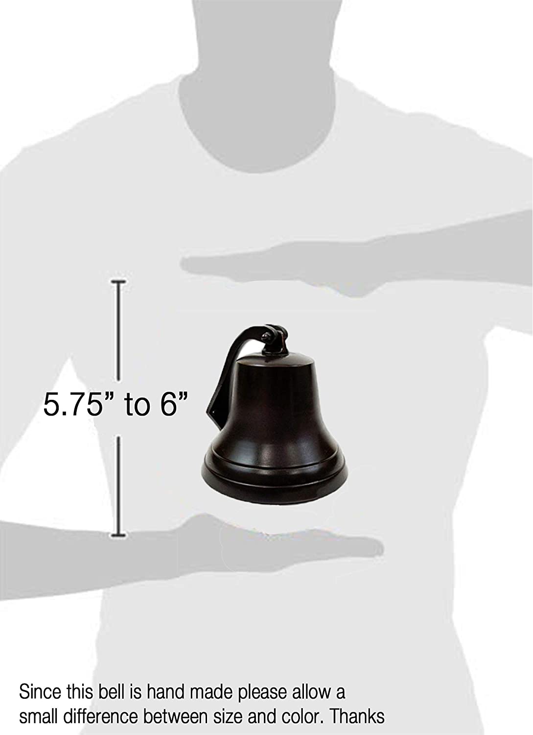 AL 1844D - Wall Hanging 6" Ship Bell with Rope Dark Antique Dinner Bell Tip Bell Indoor/Outdoor Nautical Decoration Bells