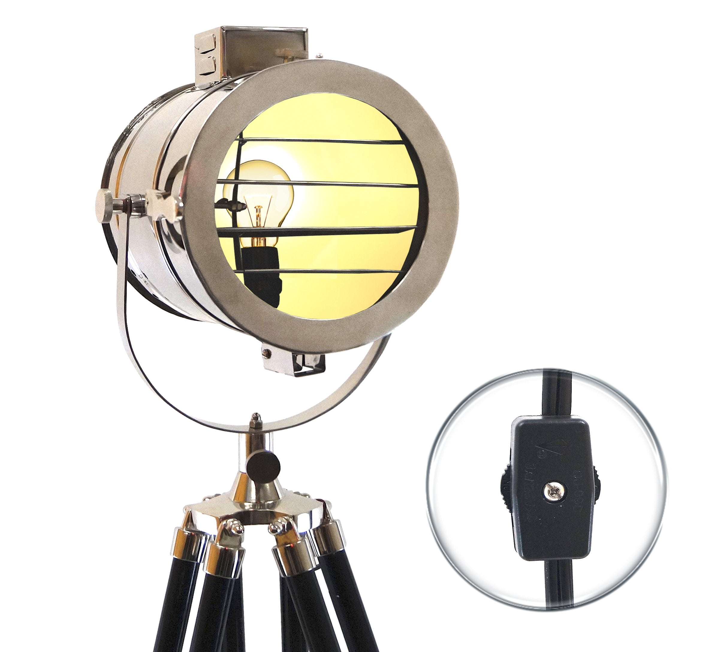 AL 49001EL - Aldis Unique Lamps Wood Metal Studio Light w/ &Tripod (Electric)