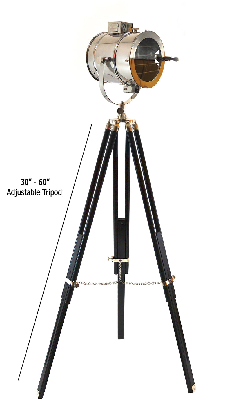 AL 49001EL - Aldis Unique Lamps Wood Metal Studio Light w/ &Tripod (Electric)