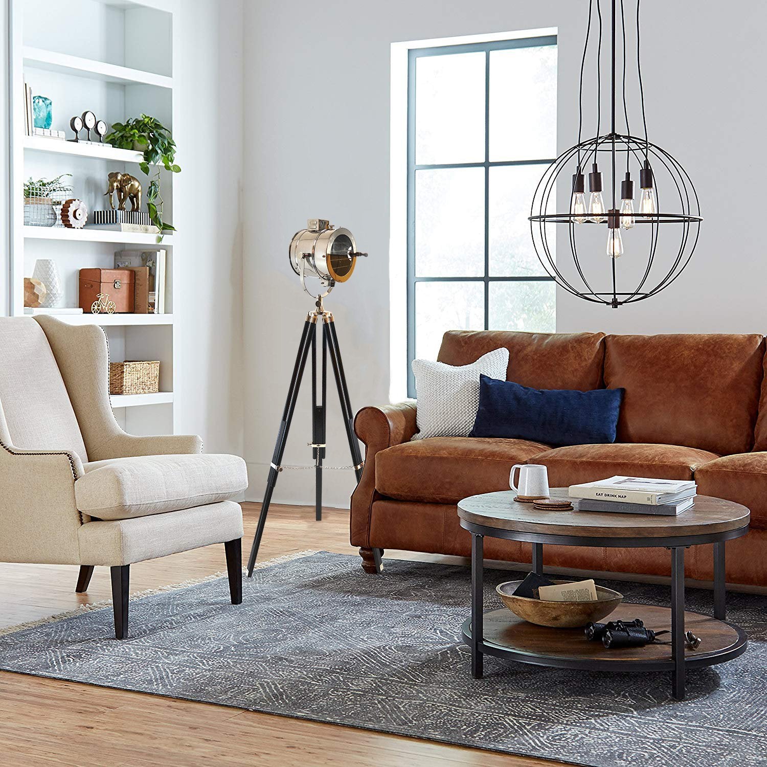 AL 49001EL - Aldis Unique Lamps Wood Metal Studio Light w/ &Tripod (Electric)