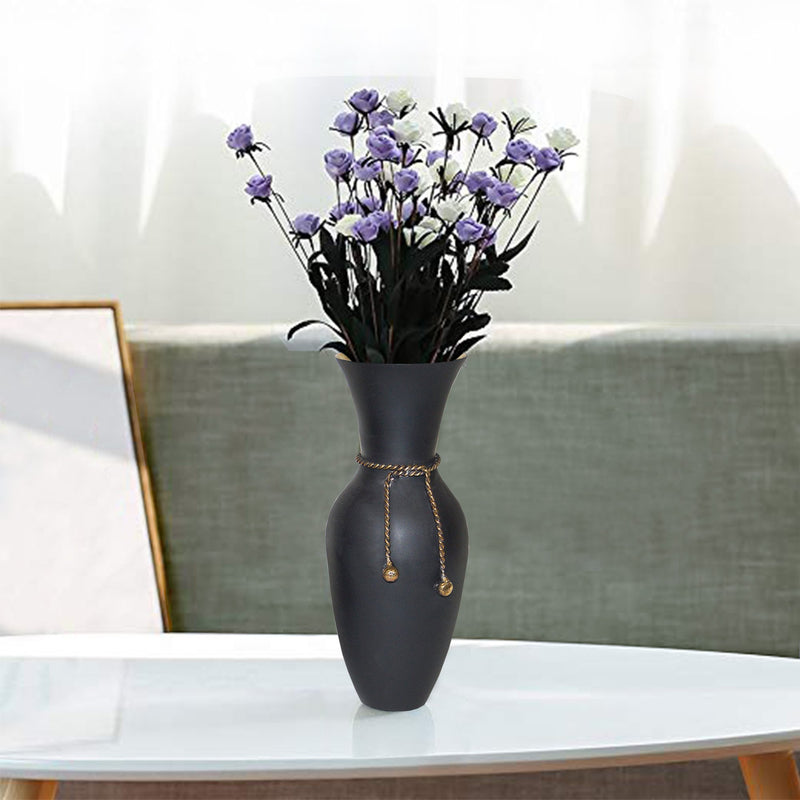 BR 2176D - Brass Rope Vase Set/3, Black