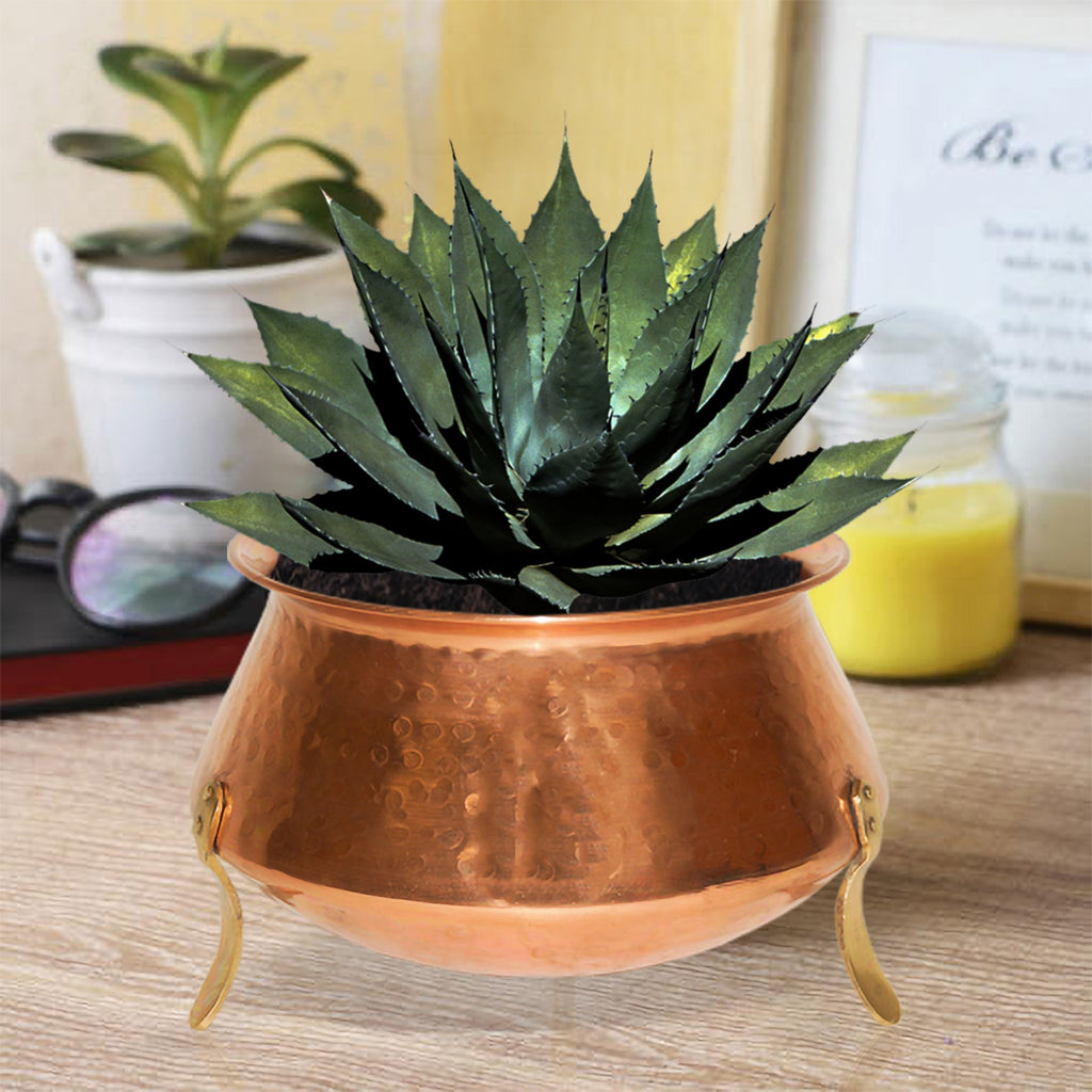 CO 4055 - Copper Planter With Brass Legs