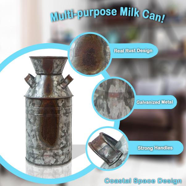 IR 2567 - Rustic Milk Can Galvanized Finish 10-3/4"