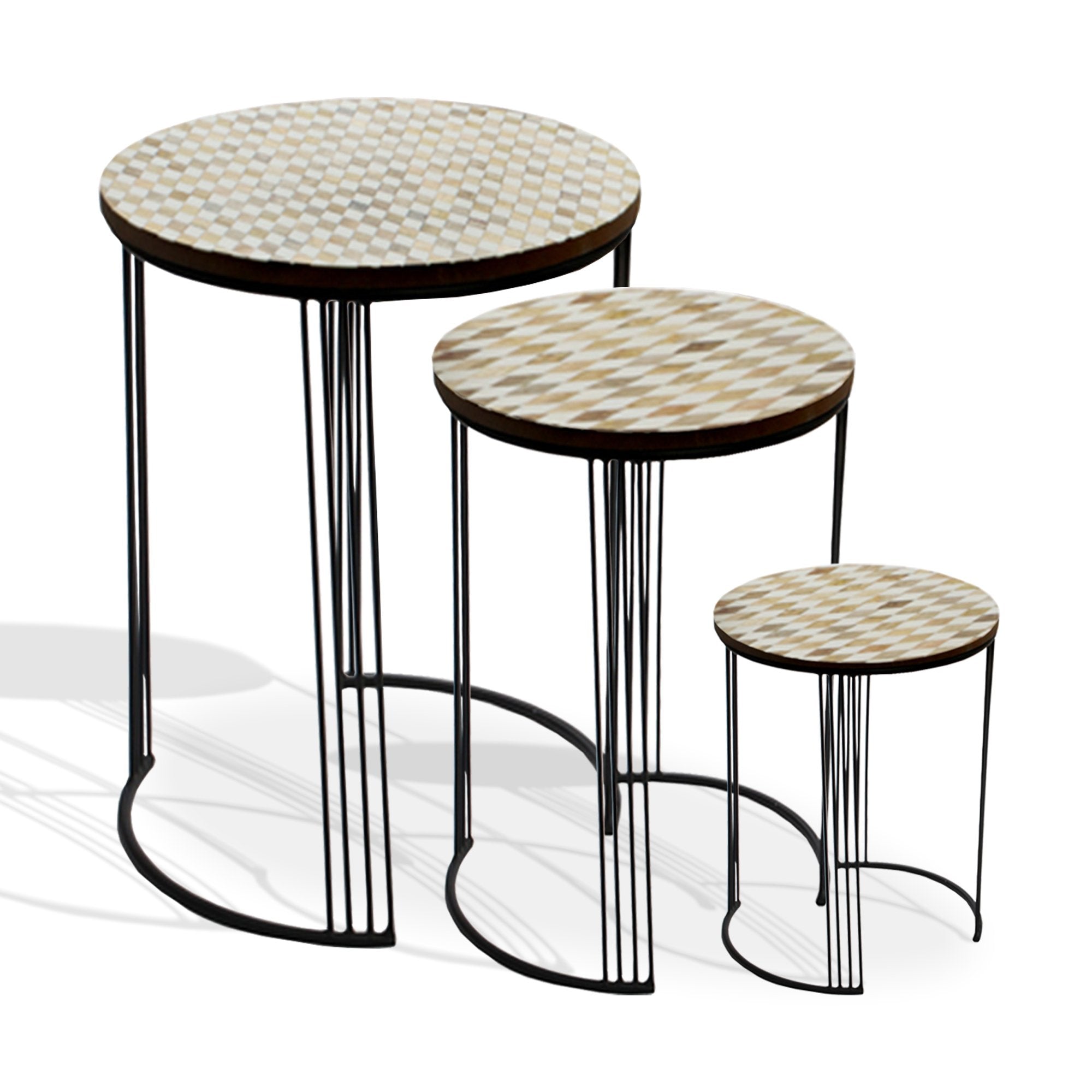 IR 33600 - Industrial Nesting-Tables Living Room Walnut Coffee Table Sets of 3