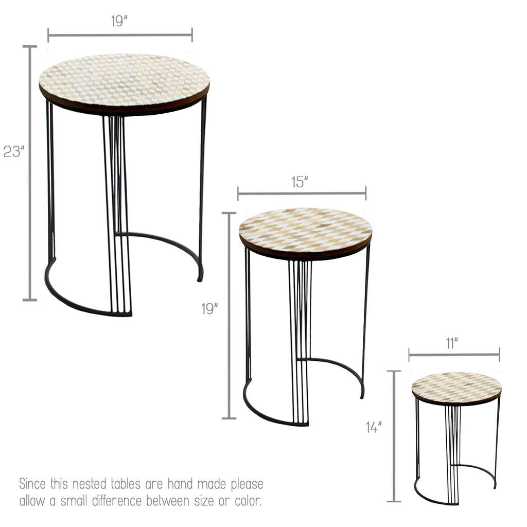 IR 33600 - Industrial Nesting-Tables Living Room Walnut Coffee Table Sets of 3