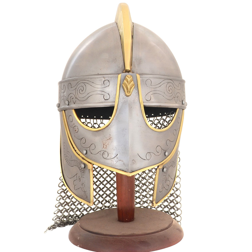 IR 80551 - King Helmet with Etching and Chain Mail (IE78663)