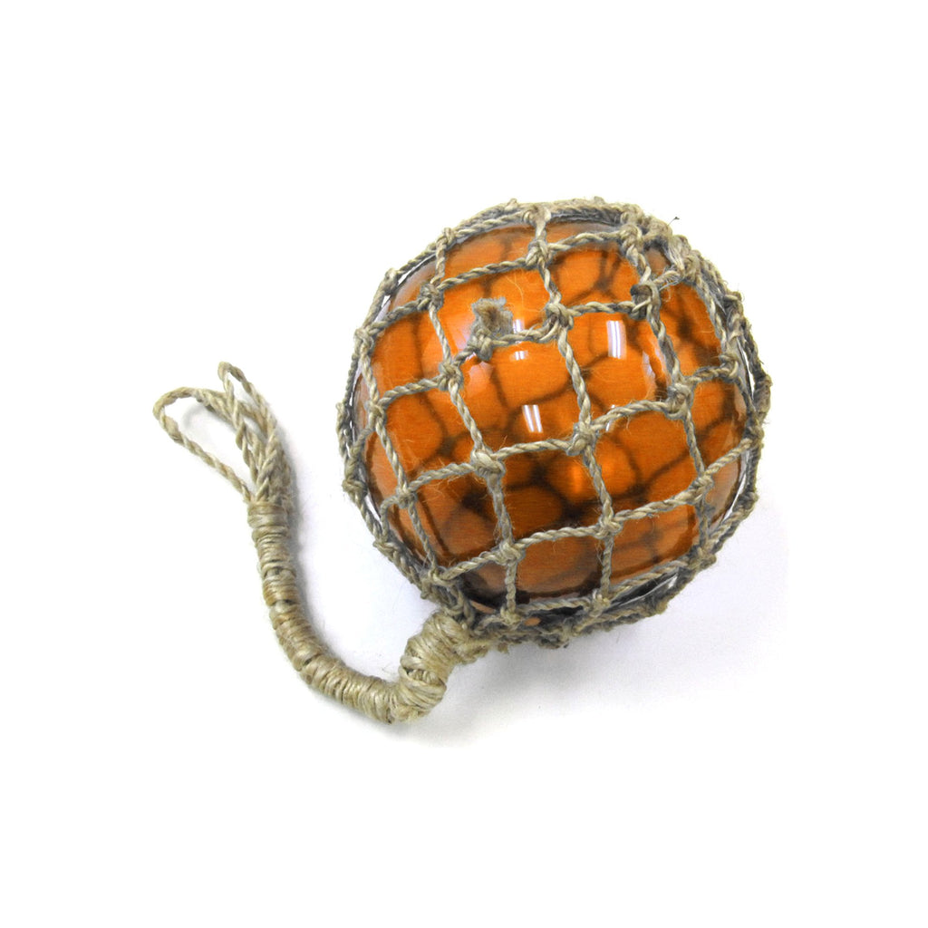 MR 4801A - Glass & Rope Fishing Float, 8" Amber