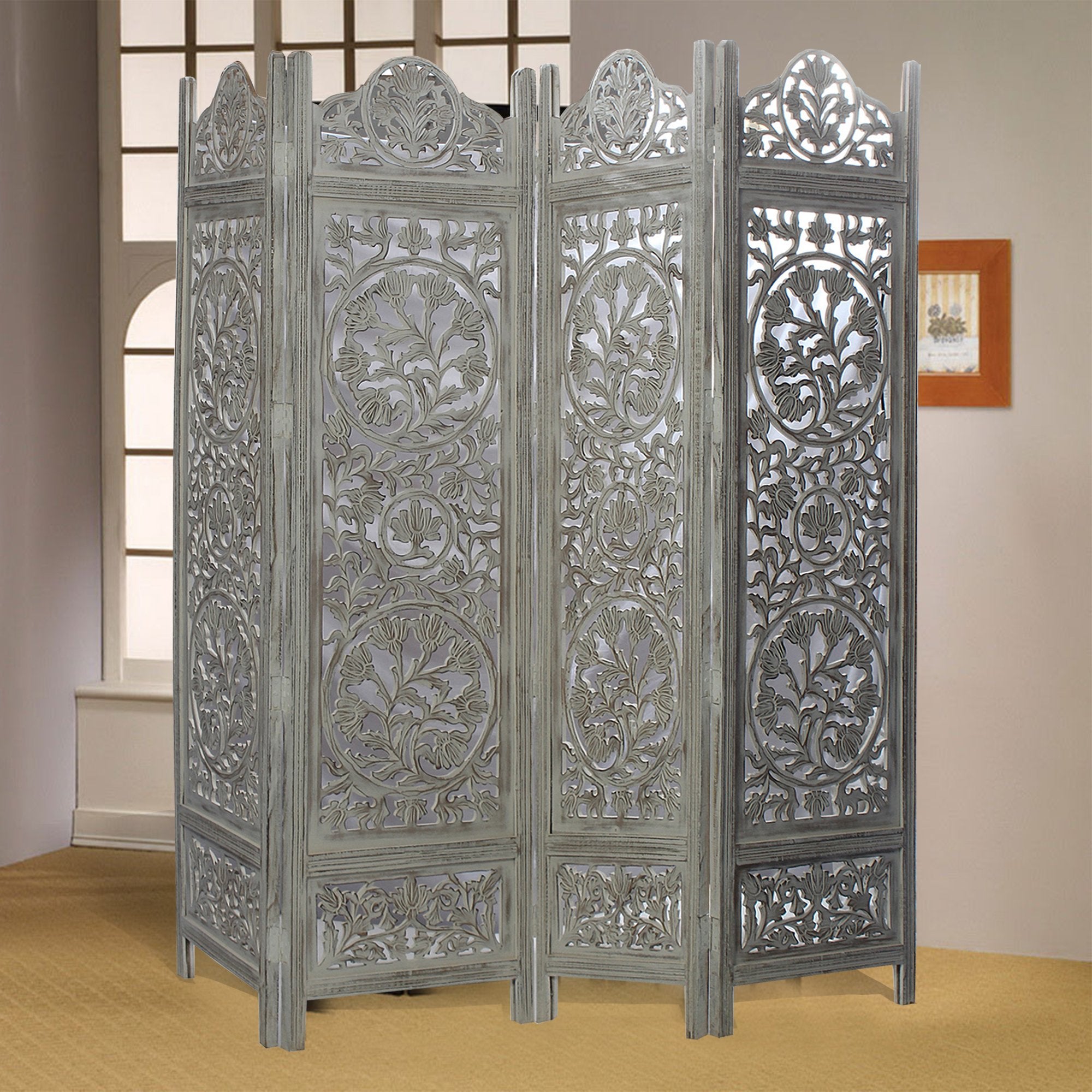 SH 227954W - 4 Panel Floral Tree Room Divider