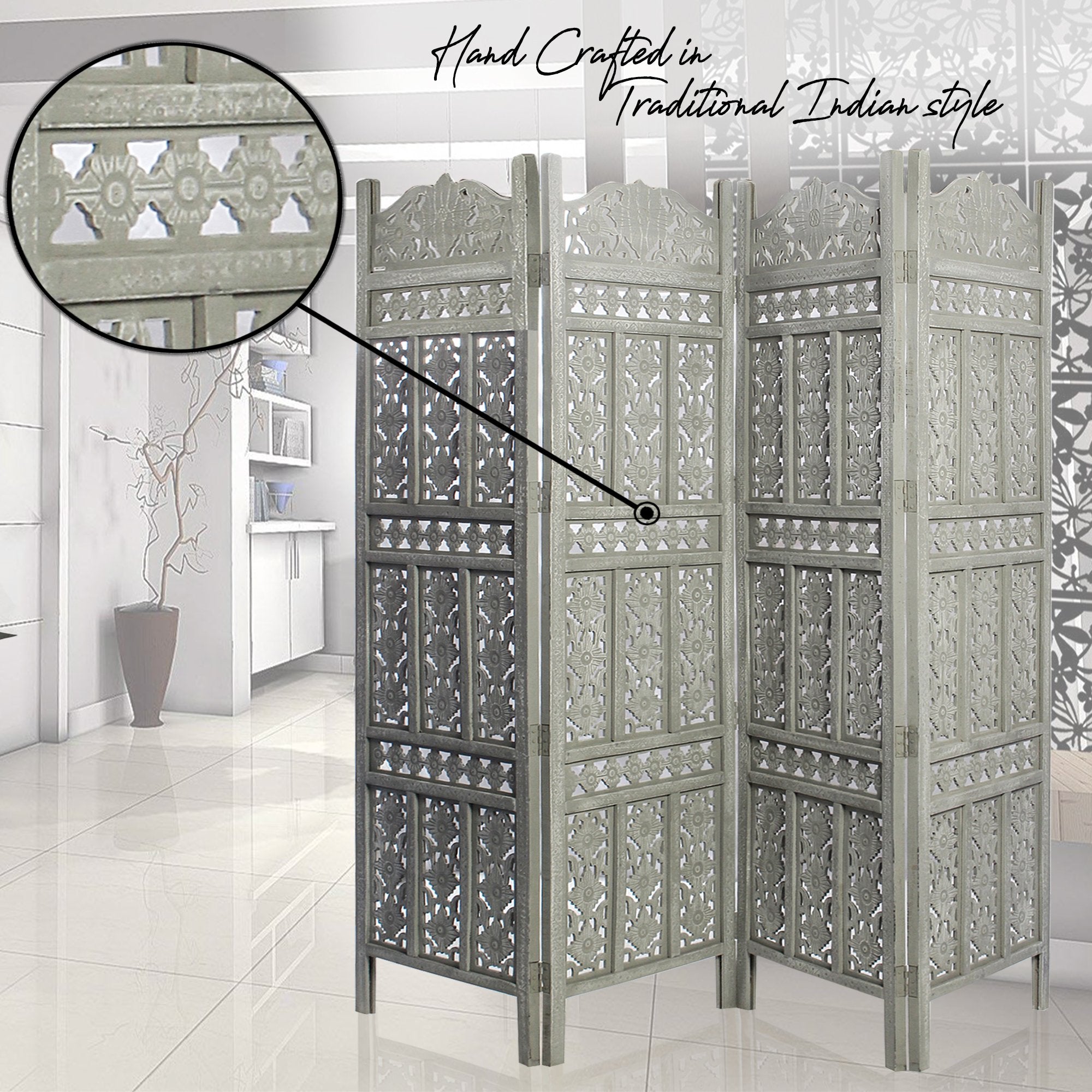 SH 305004W - 4 Panel Traditional Room Divider