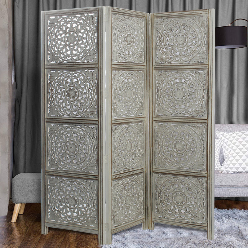 SH 305013W - 3 Panel Round Floral Room Divider