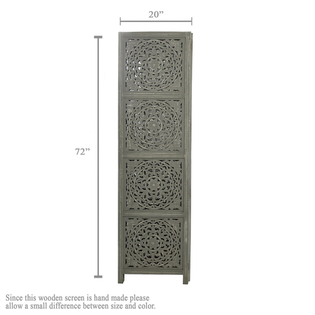 SH 305014W - 4 Panel Round Floral Room Divider